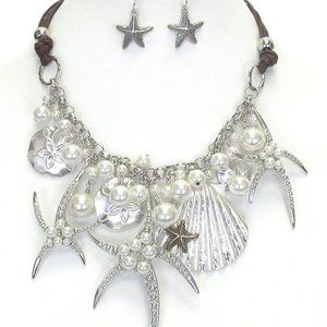 COPY - Starfish Shell Pearl Charms Necklace Earri…